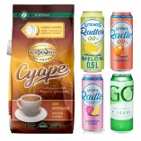 Кофе в зернах, 4 банки пива